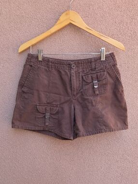 Allison Brittney Brown Cargo Shorts with Flap Pockets 100% Cotton